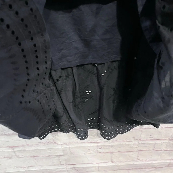 Monsoon Off The Shoulder Embroidered Maxi Dress Cotton Navy Ruffle Size Large - Picture 9 of 11